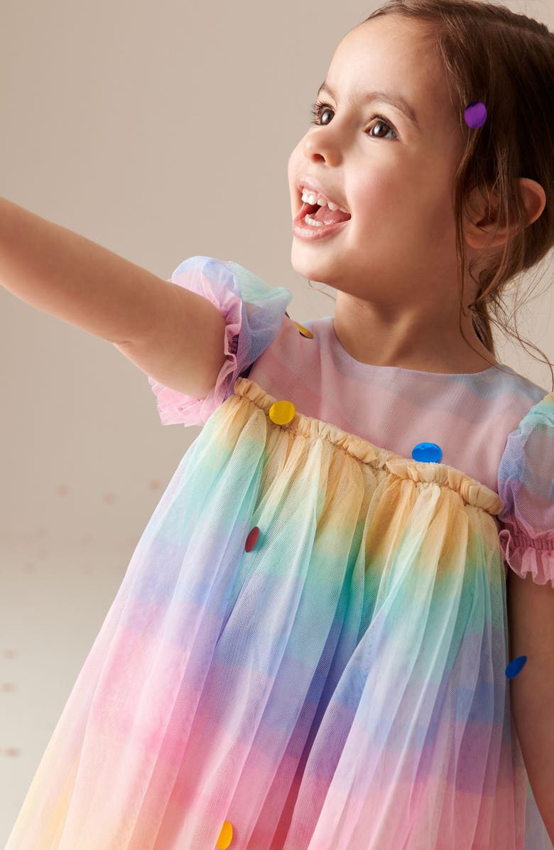 NEXT Kids' Rainbow Mesh Party Dress, Alternate, color,