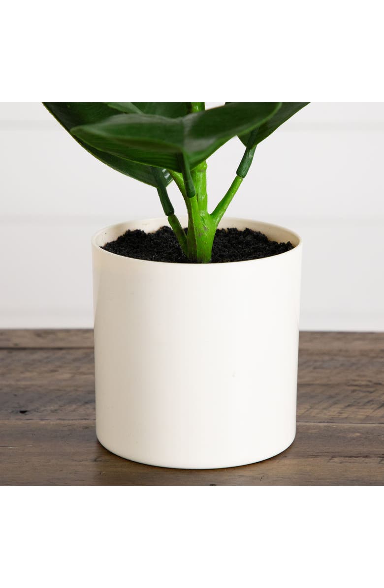 NEARLY NATURAL 20-in Artificial Fiddle Leaf Fig Plant, Alternate, color, Green