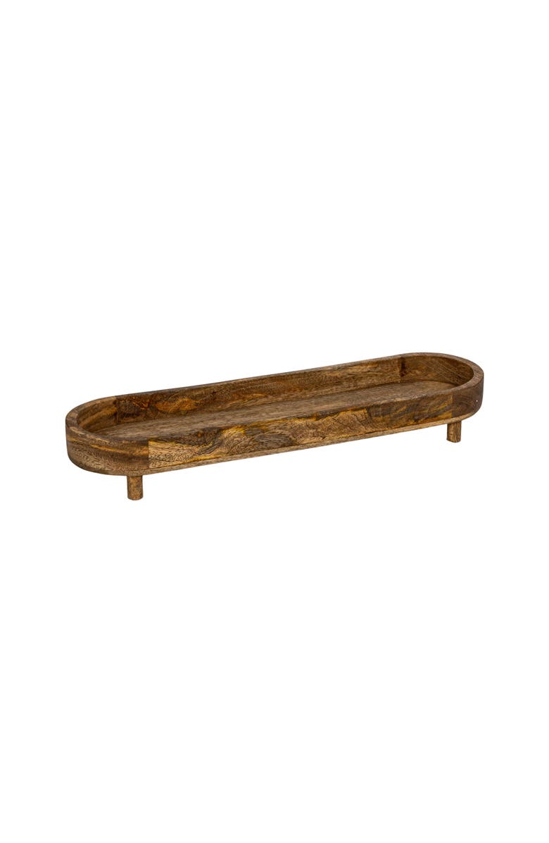 Storied Home Mango Wood Footed Tray for Storage and Serving, Natural, Main, color, Natural