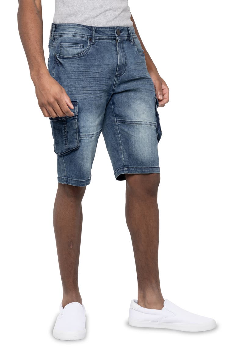 Denim Cargo Shorts, Alternate, color, MEDIUM WASH