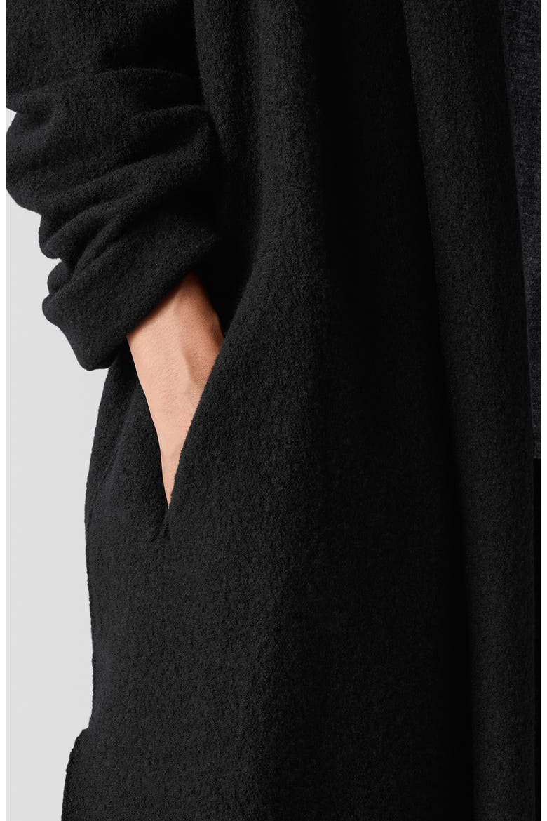 High Collar Wool Felted Coat, Alternate, color, BLACK