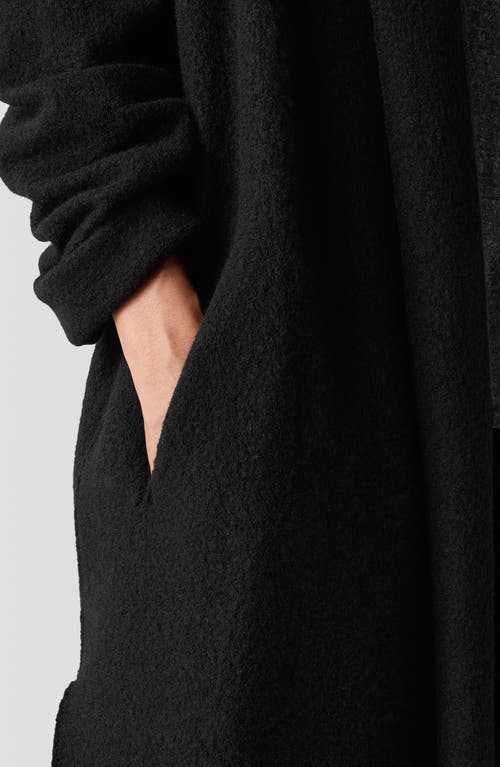 Eileen Fisher High Collar Wool Felted Coat In Black