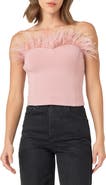Endless Rose Feather Trim Strapless Top