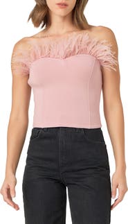 Endless Rose Feather Trim Strapless Top