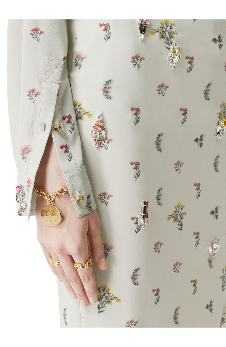 Burberry Paola Embellished Floral Embroidered Silk Button-Down Blouse, Alternate, color, 