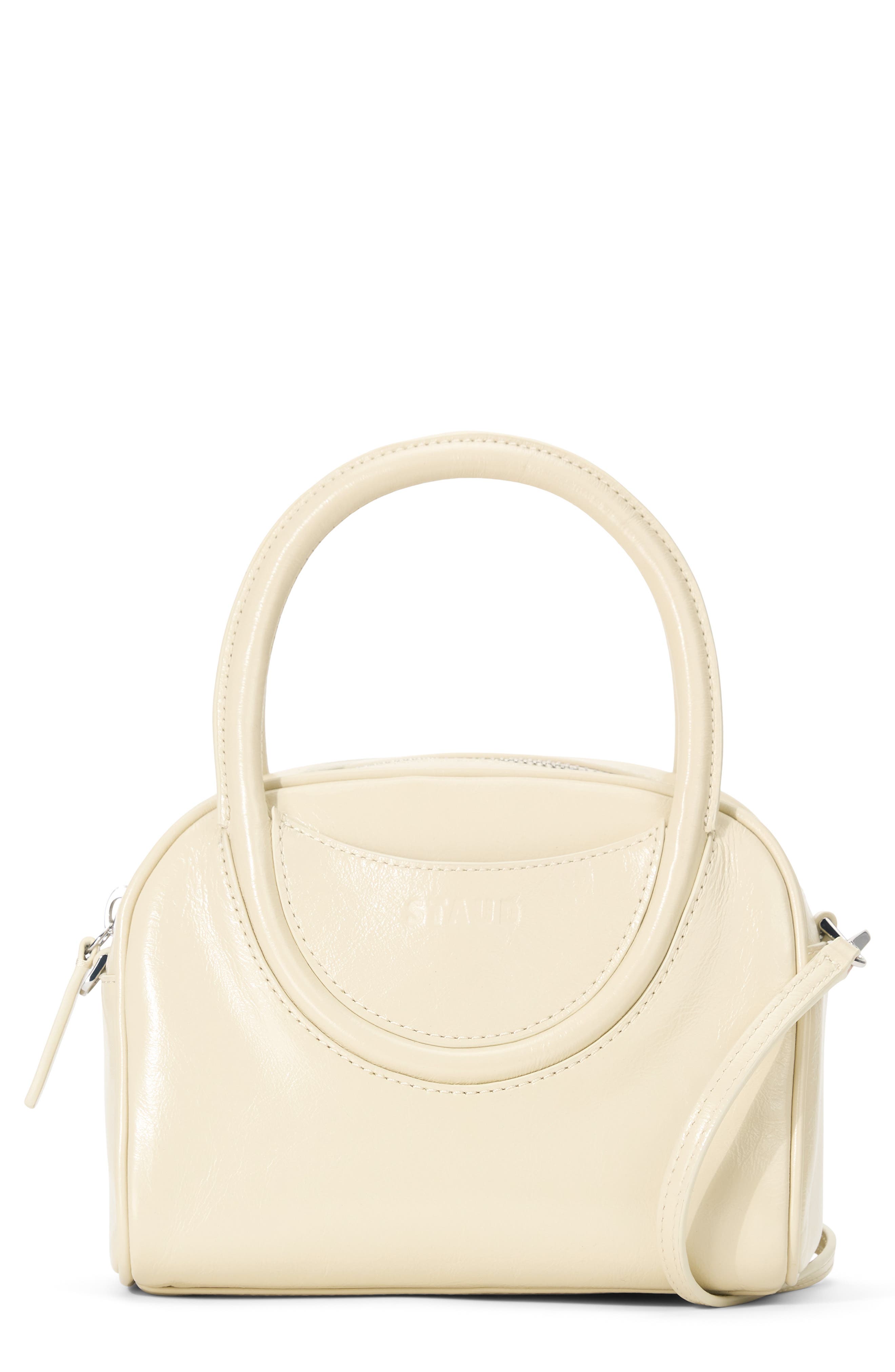STAUD Mini Maude Top Handle Bowler Bag, Main, color, Cream