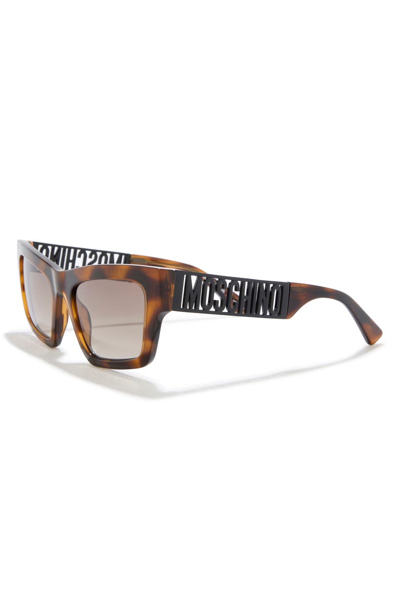 Moschino 53mm Rectangular Sunglasses, Alternate, color, Havana