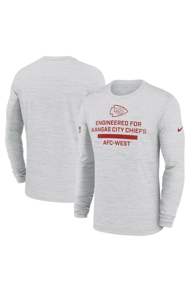 Nike Men's Nike Ash Kansas City Chiefs Sideline Velocity Performance Long Sleeve T-Shirt, Alternate, color, Ash
