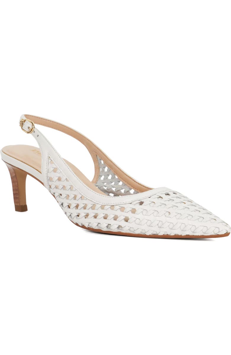 Dune London Divided Pointed Toe Slingback Pump, Main, color, White