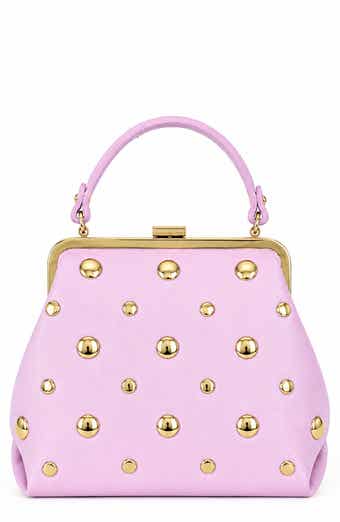 Serena Studded Leather Kiss-Lock Satchel