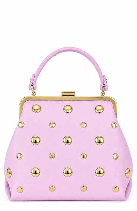 Serena Studded Leather Kiss-Lock Satchel