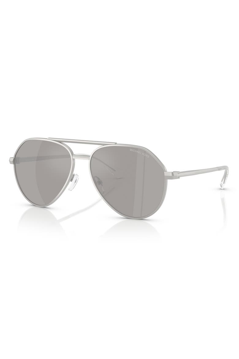 Brentwood 58mm Pilot Sunglasses, Alternate, color, MATTE SILVER / SILVER MIRROR