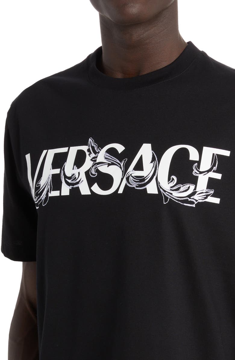 Versace Men's Fleur Embroidered Logo Graphic Tee, Alternate, color, 