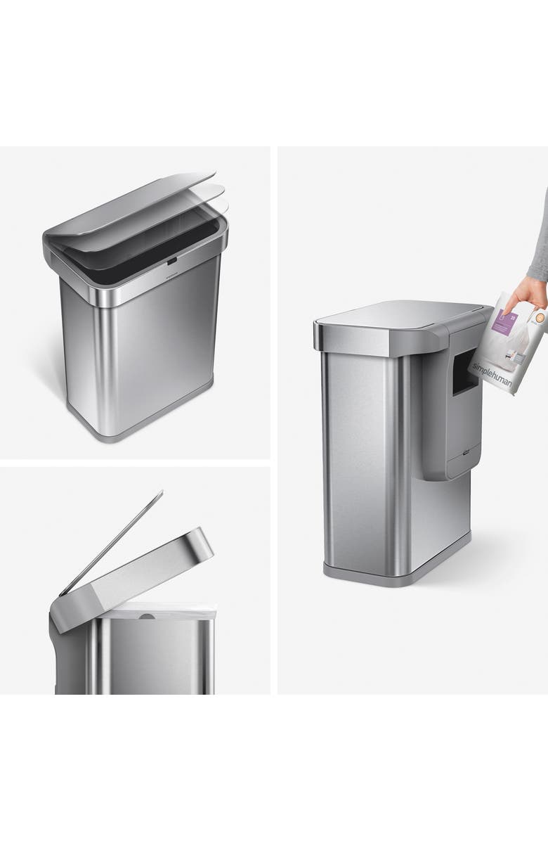 simplehuman 58-Liter Rectangular Sensor Trash Can Set, Alternate, color, 