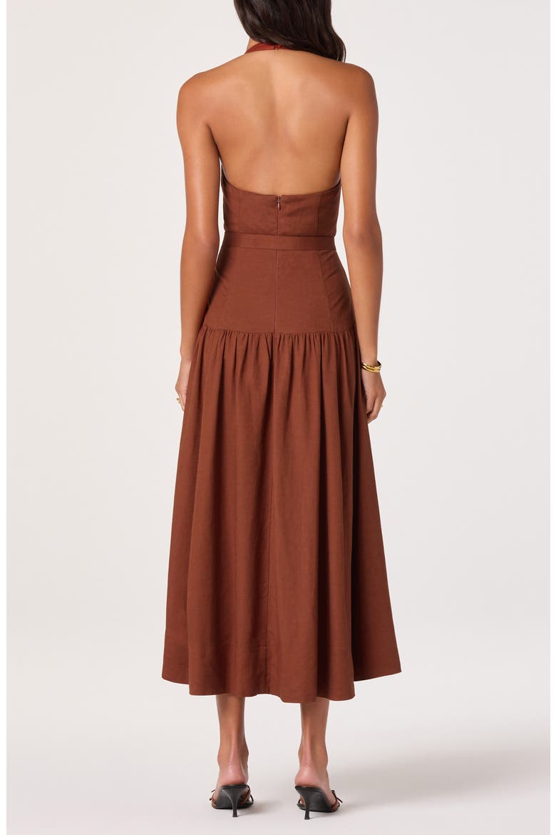Katinka Halter Midi Dress, Alternate, color, RUST