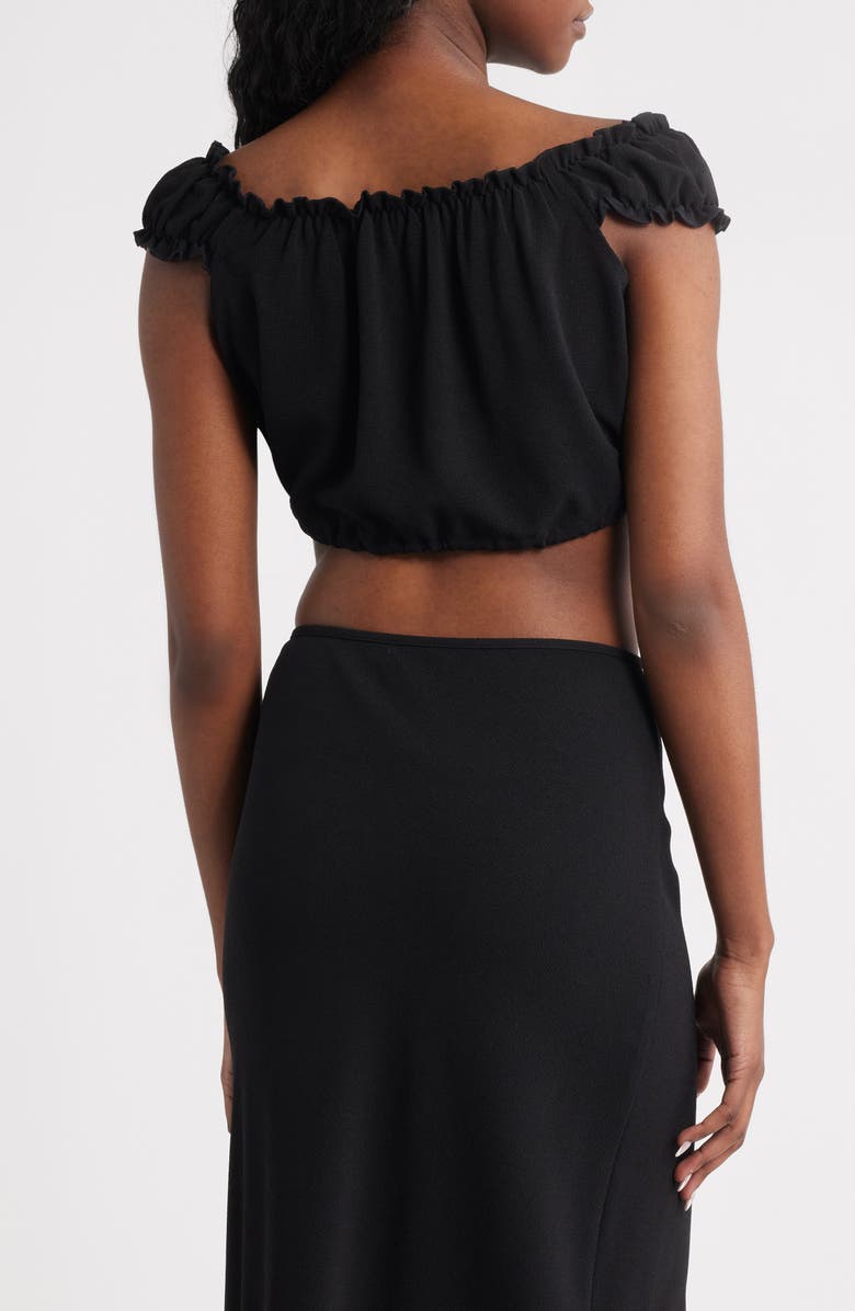 Bella Venice Rose Embroidered Crop Top, Alternate, color, Black