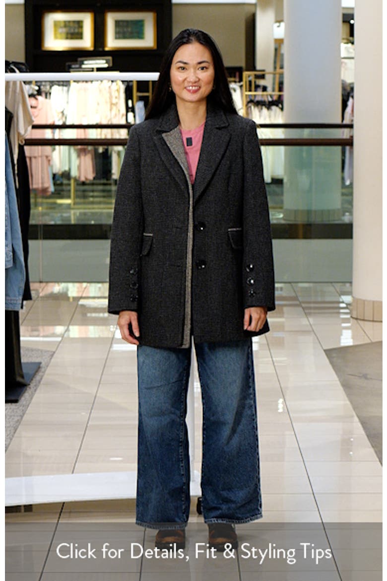 Houndstooth Layered Wool Blend Coat video