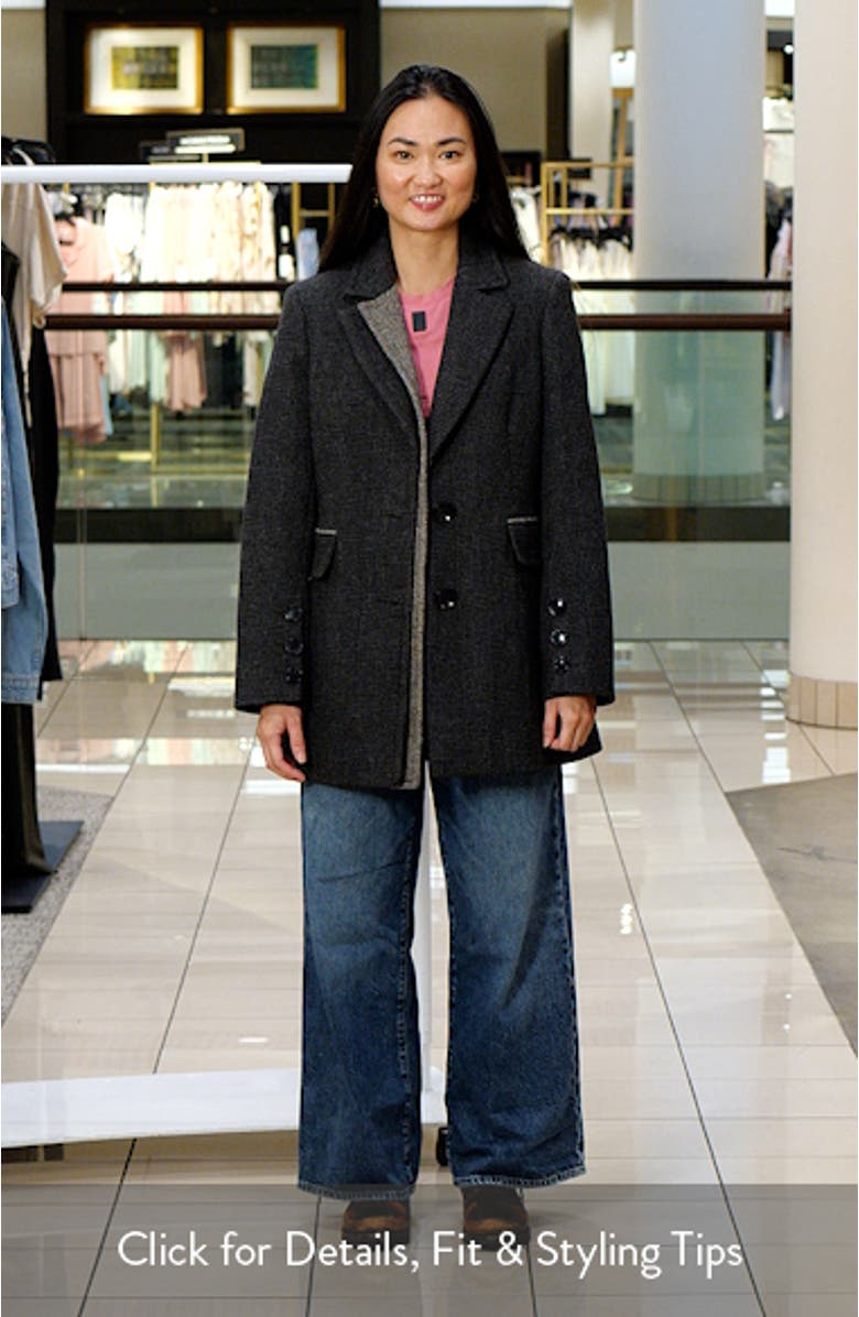 Houndstooth Layered Wool Blend Coat, sales video thumbnail