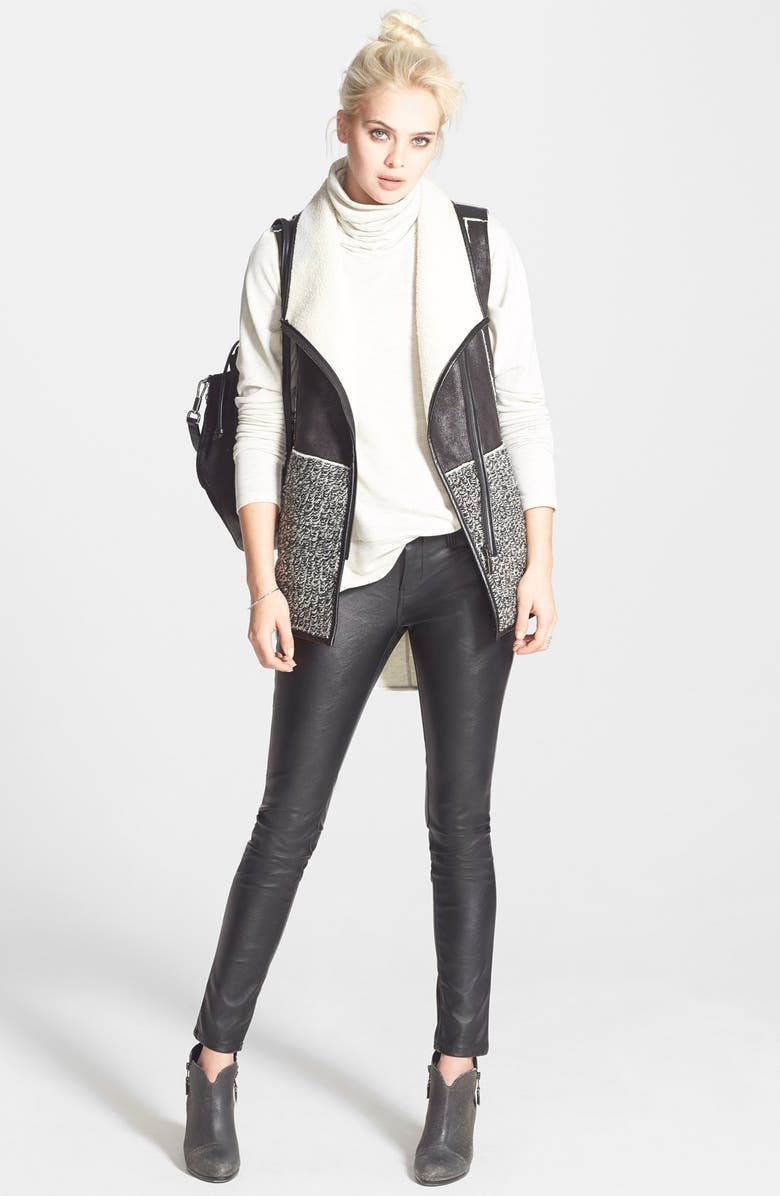 T Tahari 'Loey' Mixed Media Faux Shearling Vest, Alternate, color, 