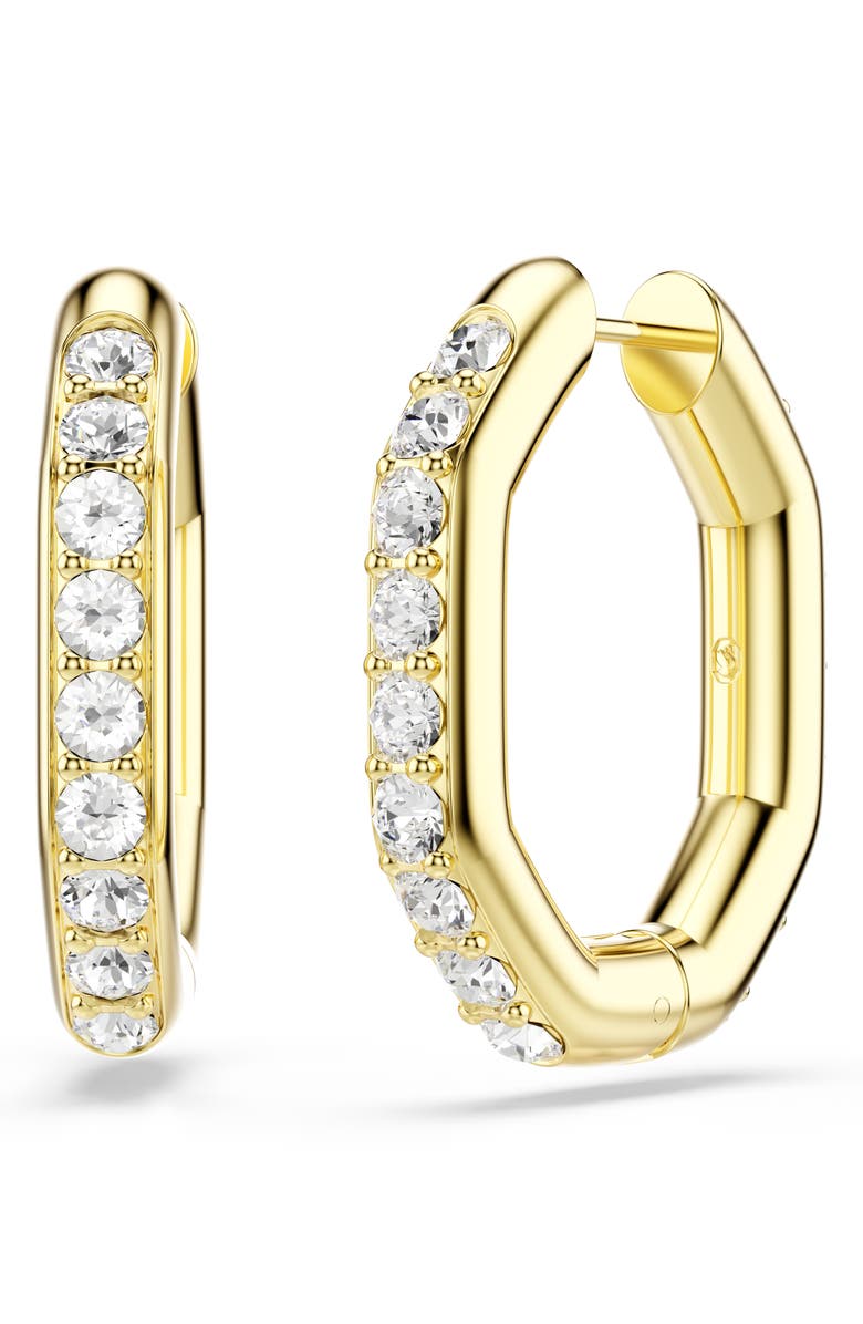 Swarovski Dextera Crystal Hoop Earrings, Alternate, color, Gold