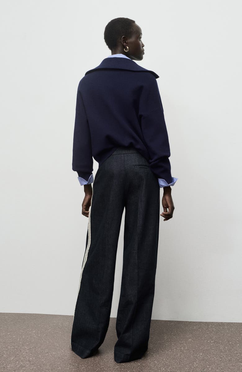 MANGO Side Stripe Wide Leg Jeans, Alternate, color, Open Blue