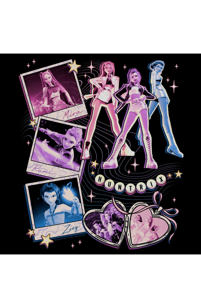 KPop Demon Hunters Men's KPop Demon Hunters Huntrix Cute Instant Film Portrait  Sweatshirt, Alternate, color, Black