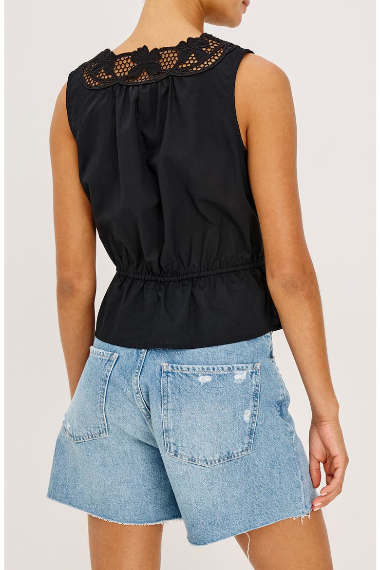 Leilani Peplum Cotton Button-Up Top, Alternate, color, BLACK