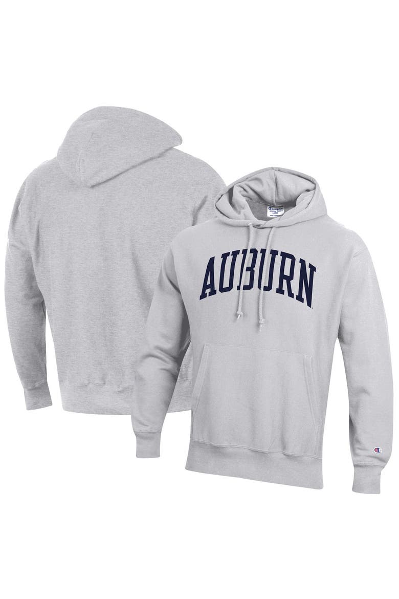 Men's Champion Heathered Gray Auburn Tigers Team Arch Reverse Weave Pullover Hoodie, Alternate, color, Heather Gray