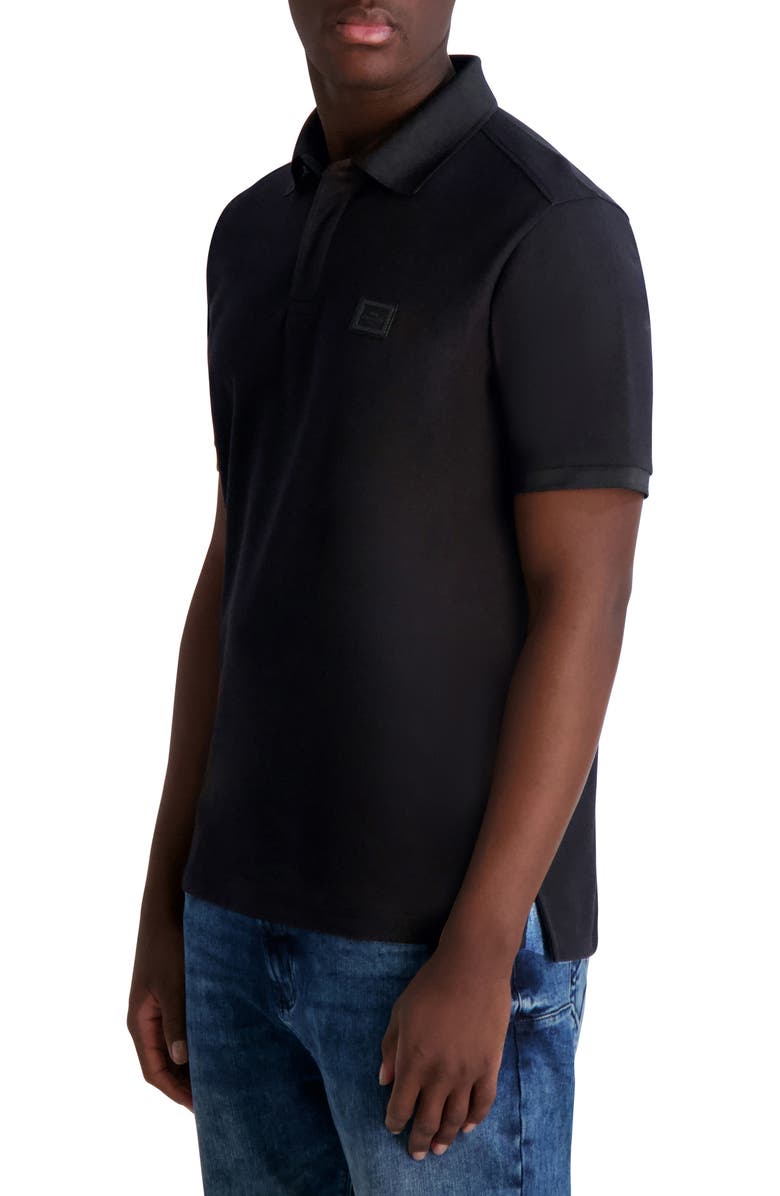KARL LAGERFELD PARIS Short Sleeve Knit Polo, Alternate, color, Black
