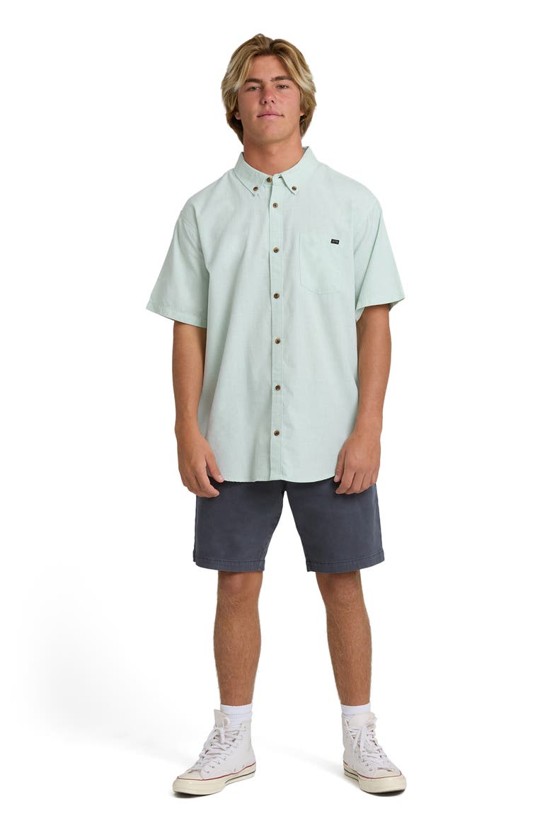 All Day Short Sleeve Button-Down Shirt, Alternate, color, GRANITE GREEN