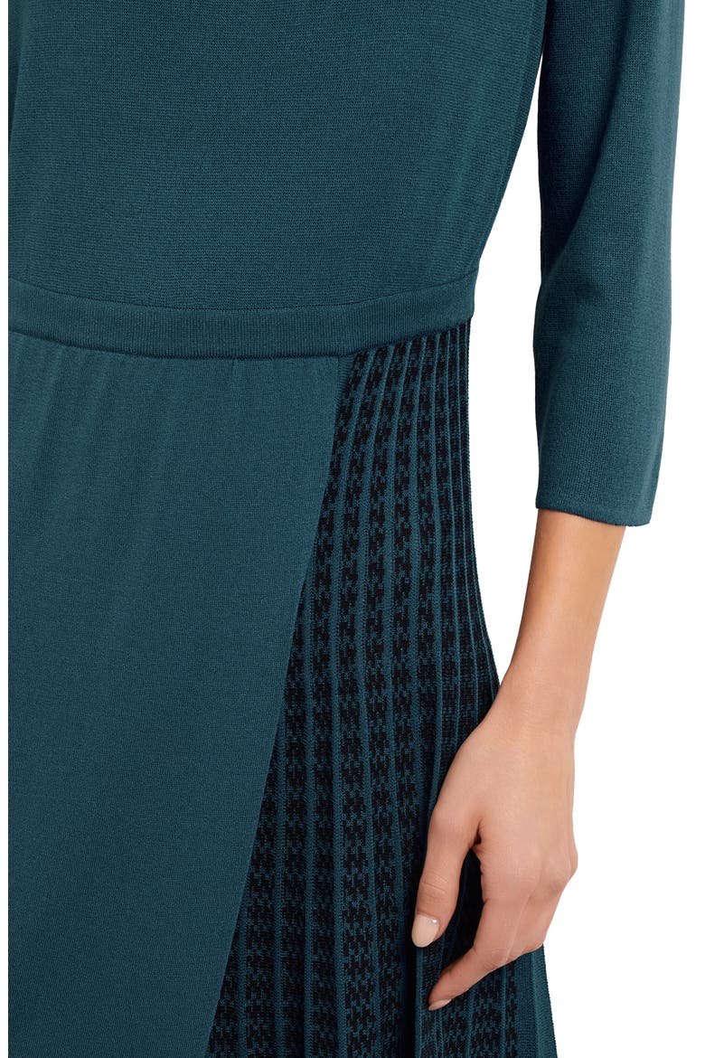 Contrast Panel Knit Dress, Alternate, color, MARINE TEAL/BLACK