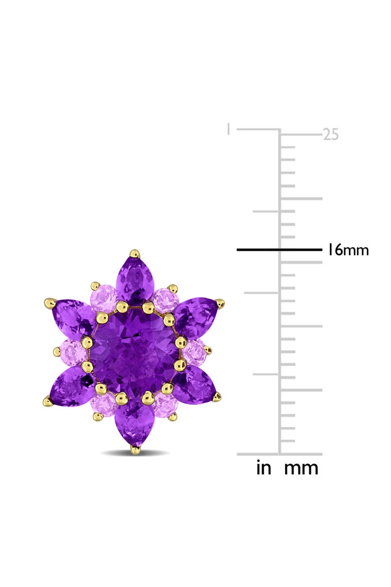 Gemstone Floral Halo Stud Earrings, Alternate, color, Amethyst/Plated-Silver