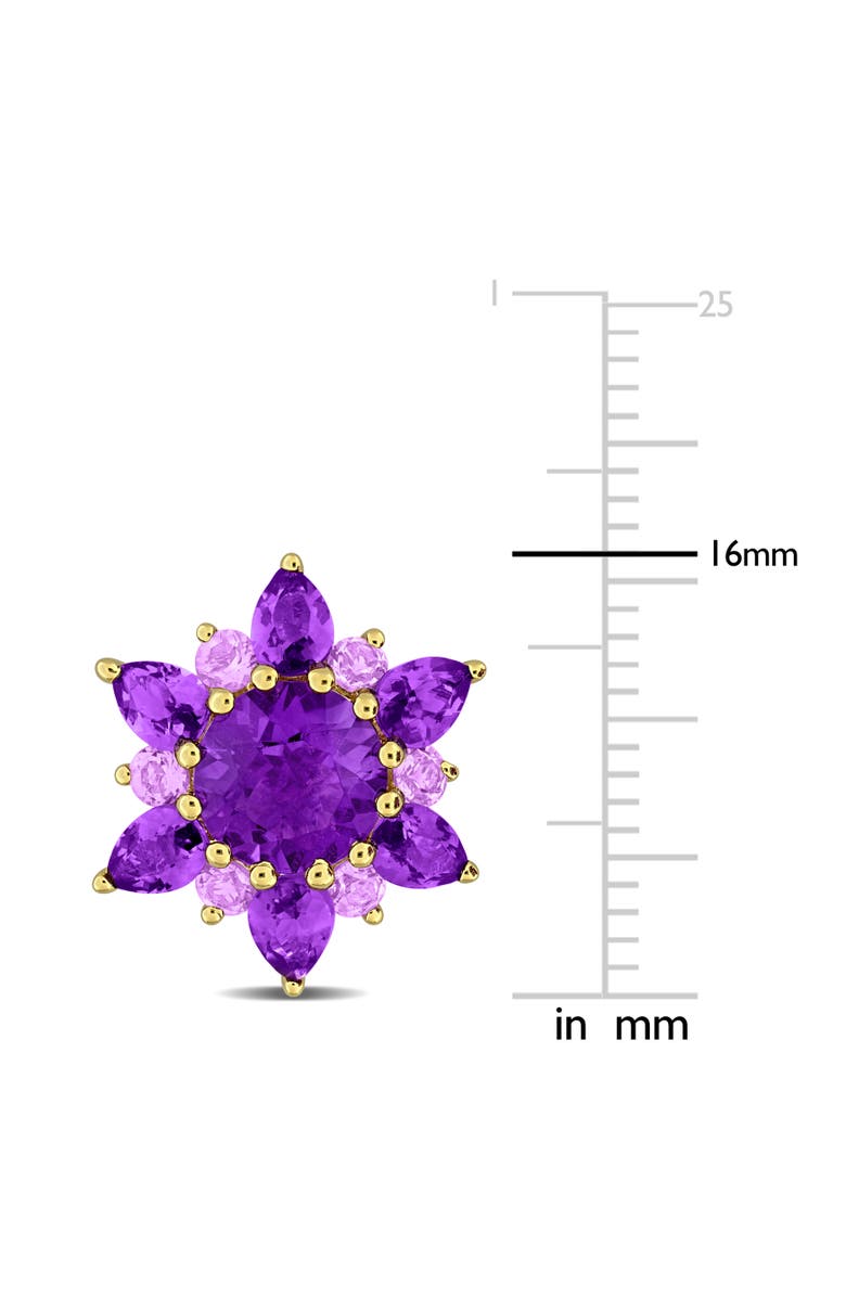 Julianna B. Gemstone Floral Halo Stud Earrings, Alternate, color, Amethyst/Plated-Silver