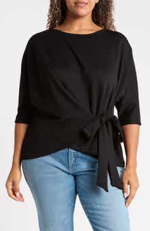 Side Tie Three-Quarter Sleeve Top