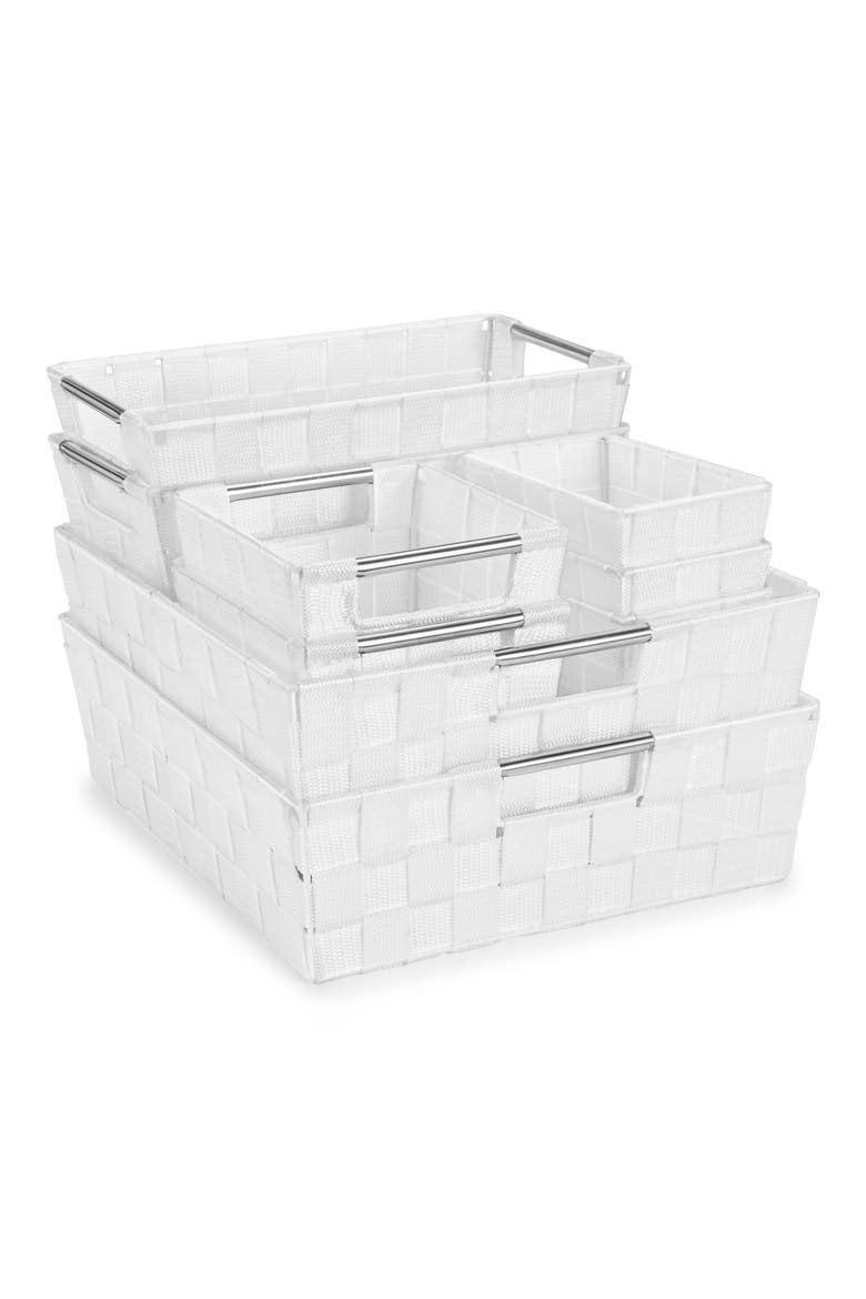 Woven 9-Piece Storage Basket Set, Main, color, WHITE
