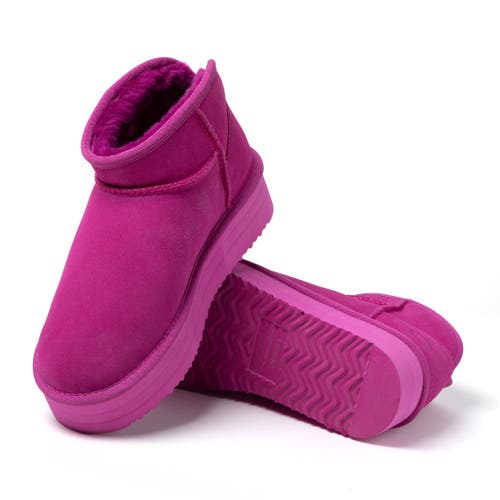 Dearfoams Fireside Kingston Genuine Shearling Platform Bootie In Mystic Purple