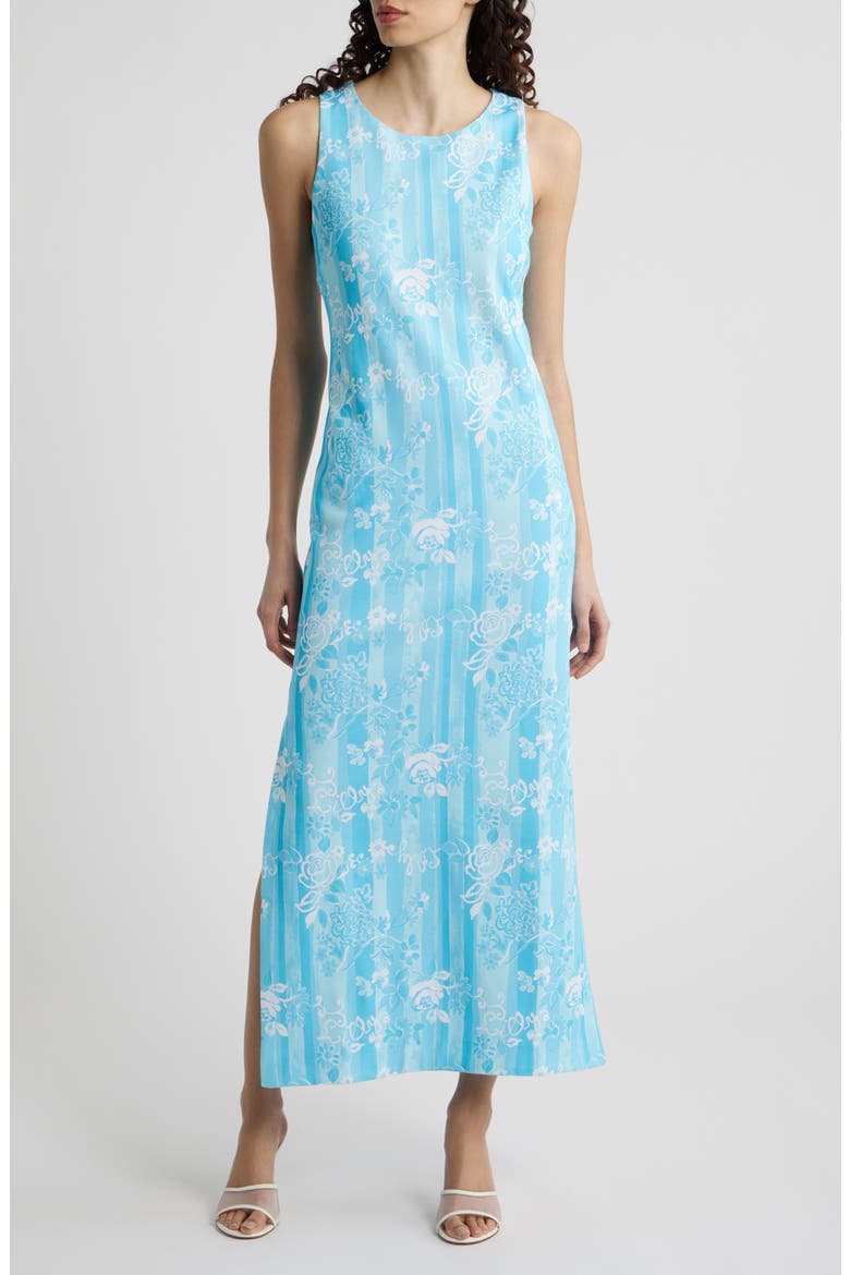 Melodie Floral Print Maxi Dress, Main, color, CAPRI BLUE