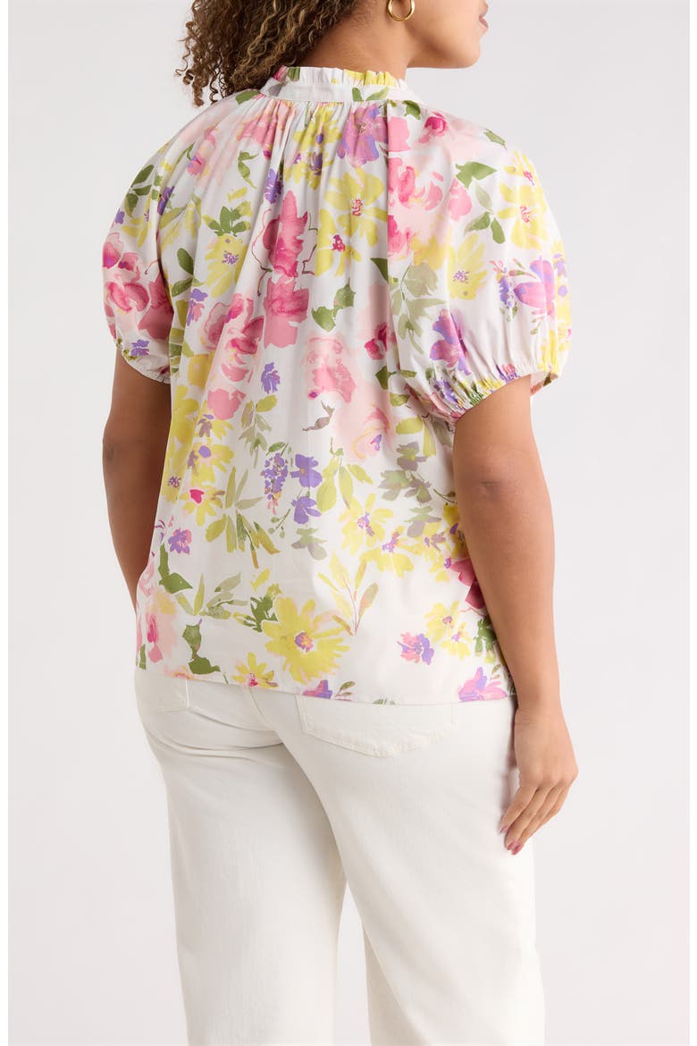 Leonie Floral Lena Split Neck Top, Alternate, color, BLUSH-YELLOW