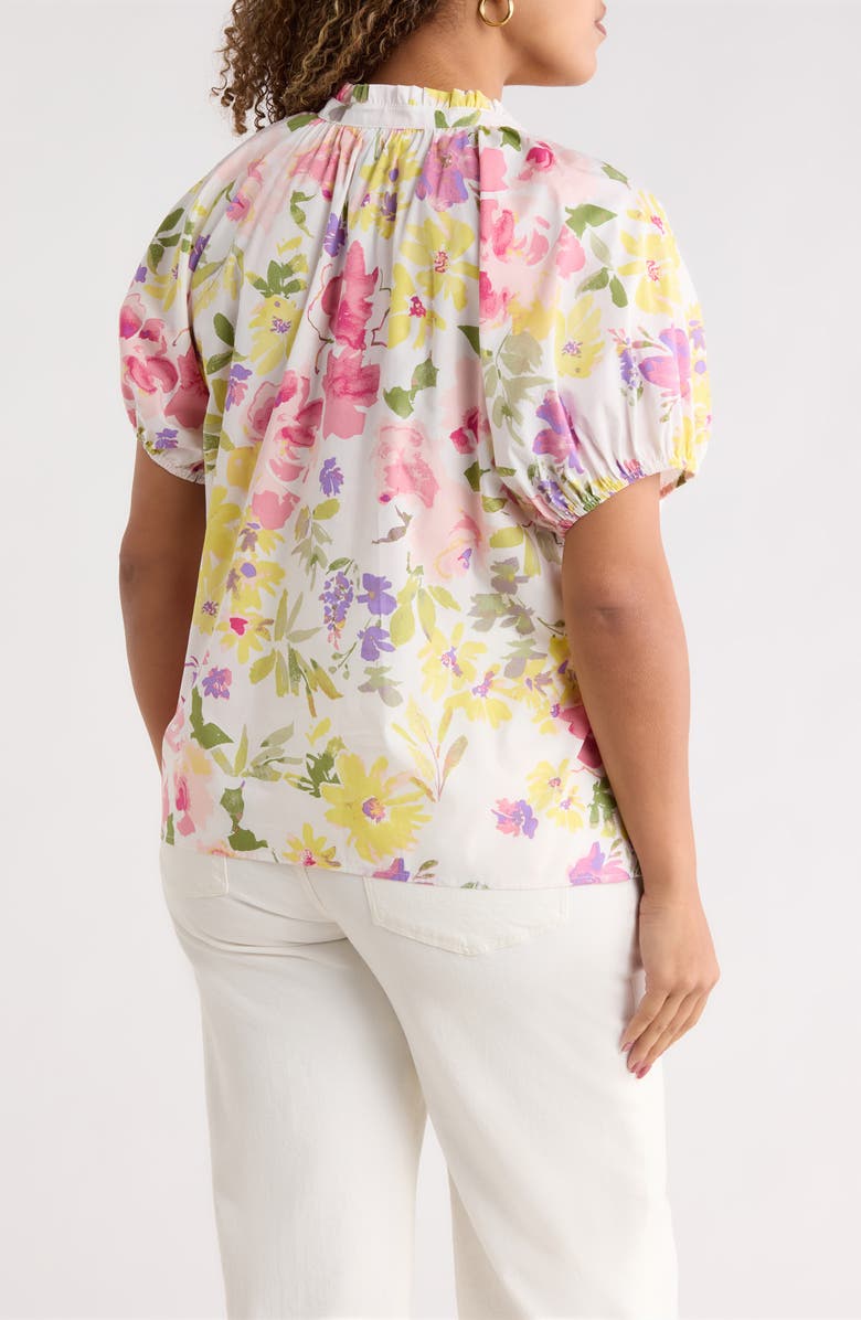 SUGARLIPS Leonie Floral Lena Split Neck Top, Alternate, color, Blush-Yellow
