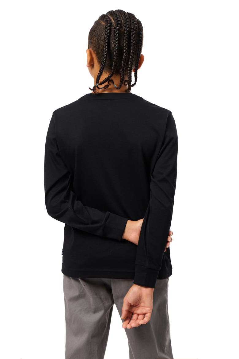 Kids' Lakewood Embroidered Long Sleeve Cotton T-Shirt, Alternate, color, BLACK