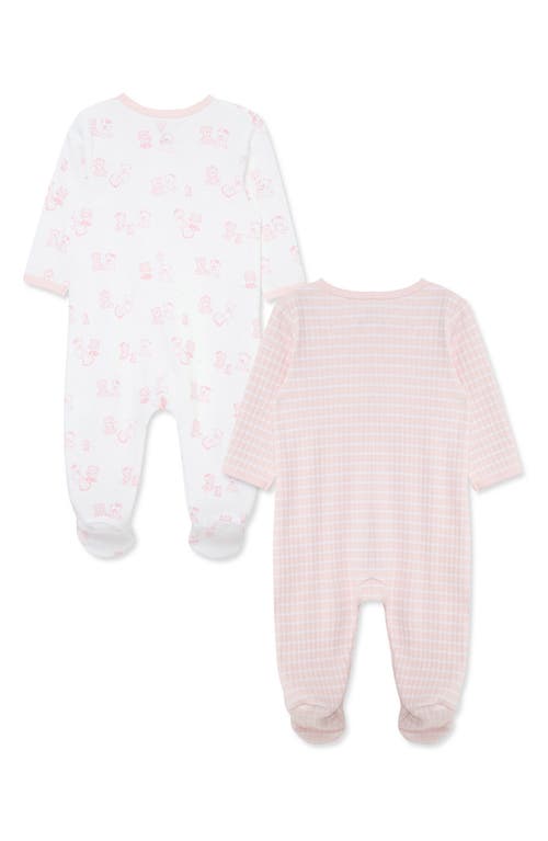 Little Me Bears Assorted 2-pack Organic Cotton Footies In Pink