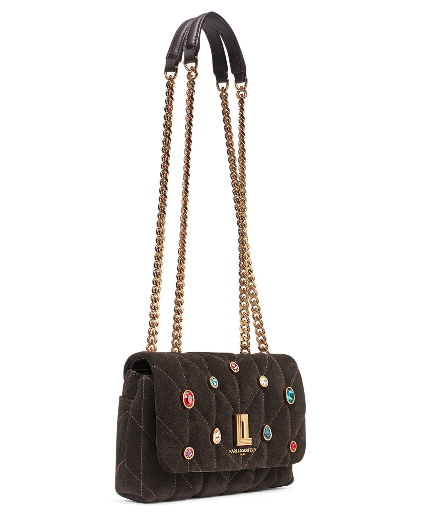 Lafayette Small Suede Crossbody Bag With Gems, Alternate, color, Fudge