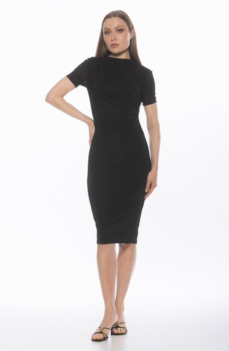 Alexia Admor Santal Draped Sheath Dress, Alternate, color, Black