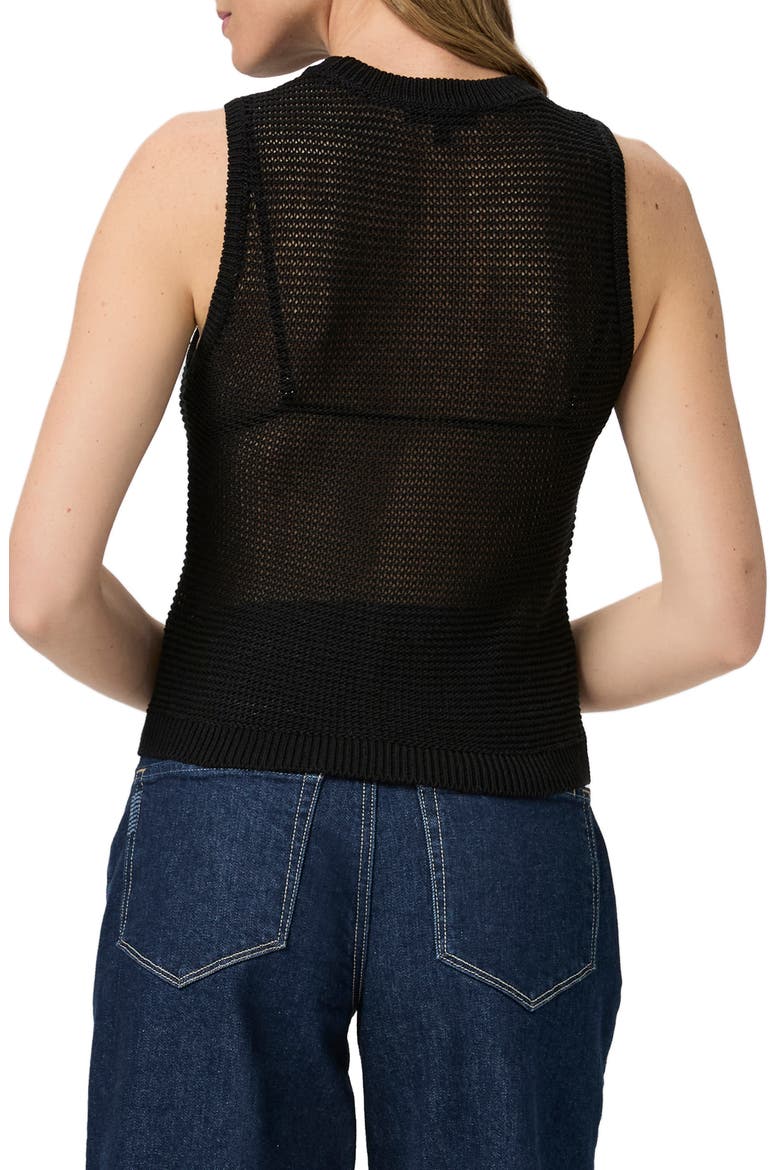 Minthara Semisheer Open Stitch Cotton Tank, Alternate, color, BLACK