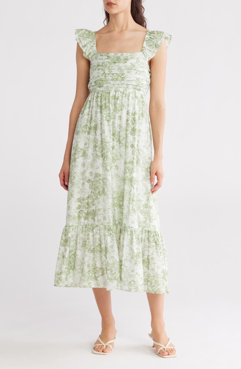 Blu Pepper Floral Pleated Midi Dress, Main, color, 