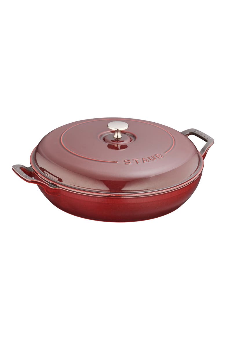 3.5-Quart Enameled Cast Iron Braiser, Main, color, GRENADINE