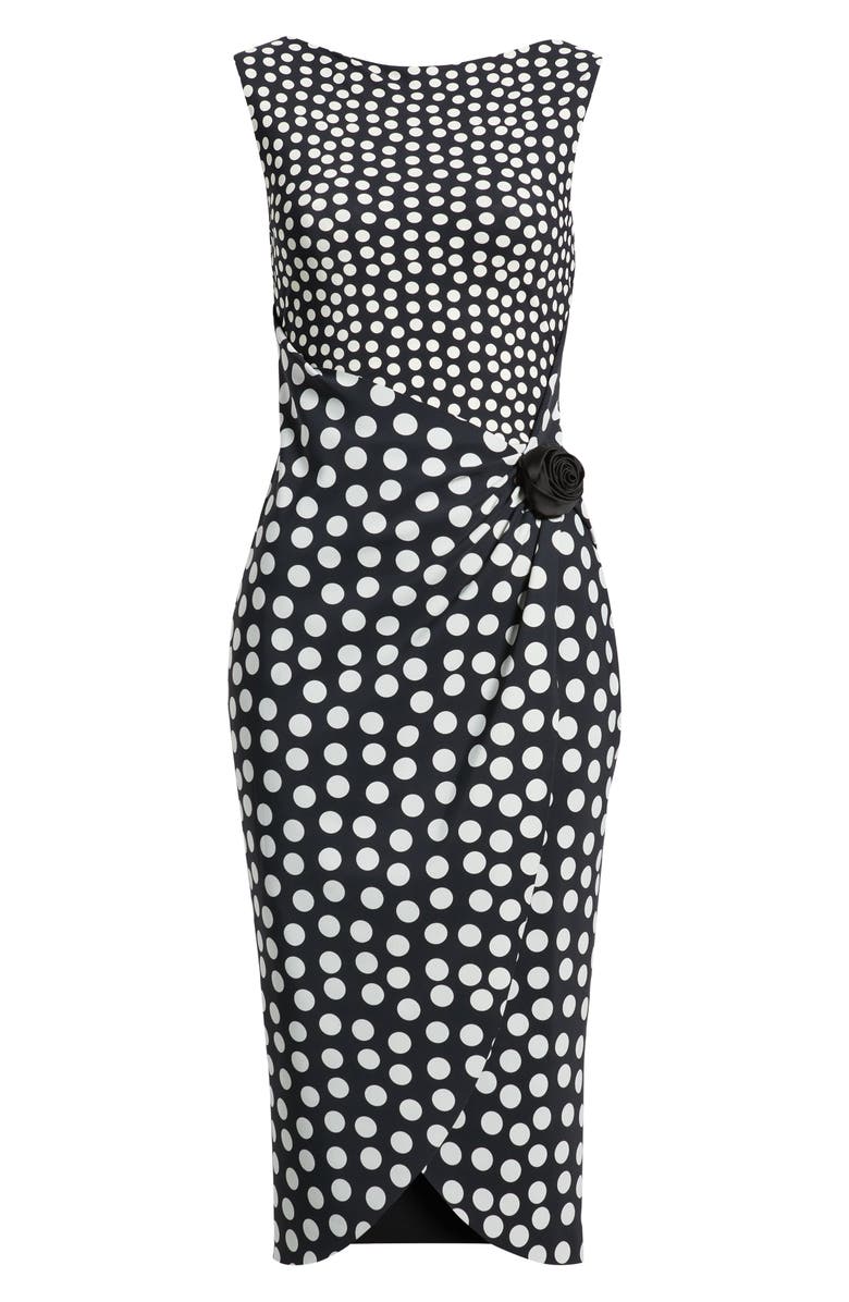 Chiara Boni La Petite Robe Gekan Polka Dot Sheath Dress, Alternate, color, Bette Small Black