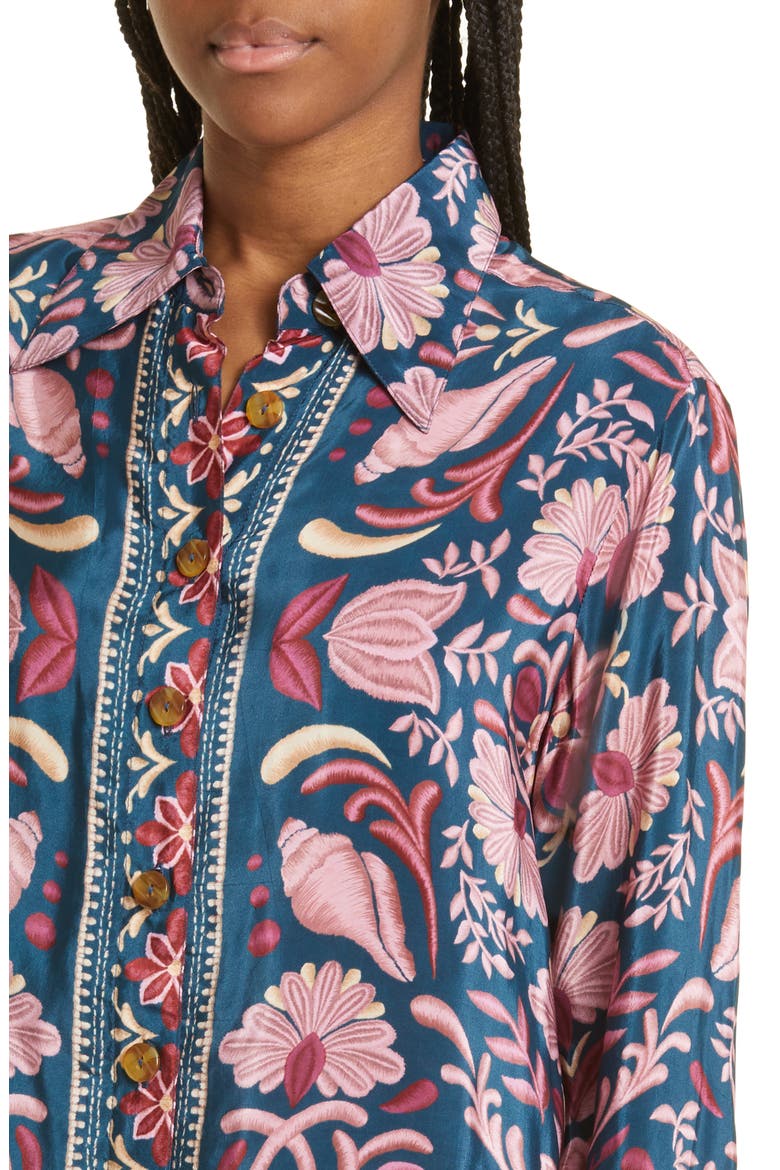 Shell Print Blouse, Alternate, color, SEASHEEL TAPESTRY TE