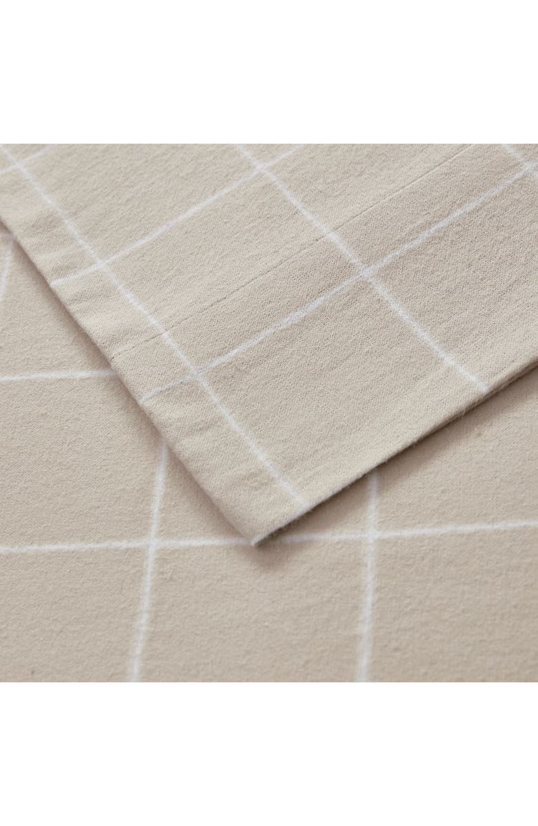 BEAUTYREST Oversized Flannel 4-Piece Cotton Sheet Set, Alternate, color, Beige Windowpane