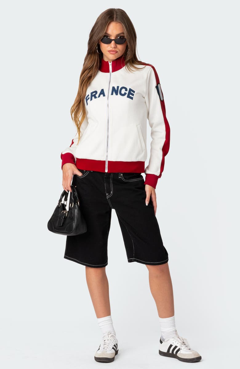 EDIKTED France Zip Cotton Blend Fleece Jacket, Alternate, color, 